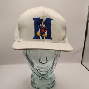 Monogramed "M" Mickey Mouse White Hat Preowned